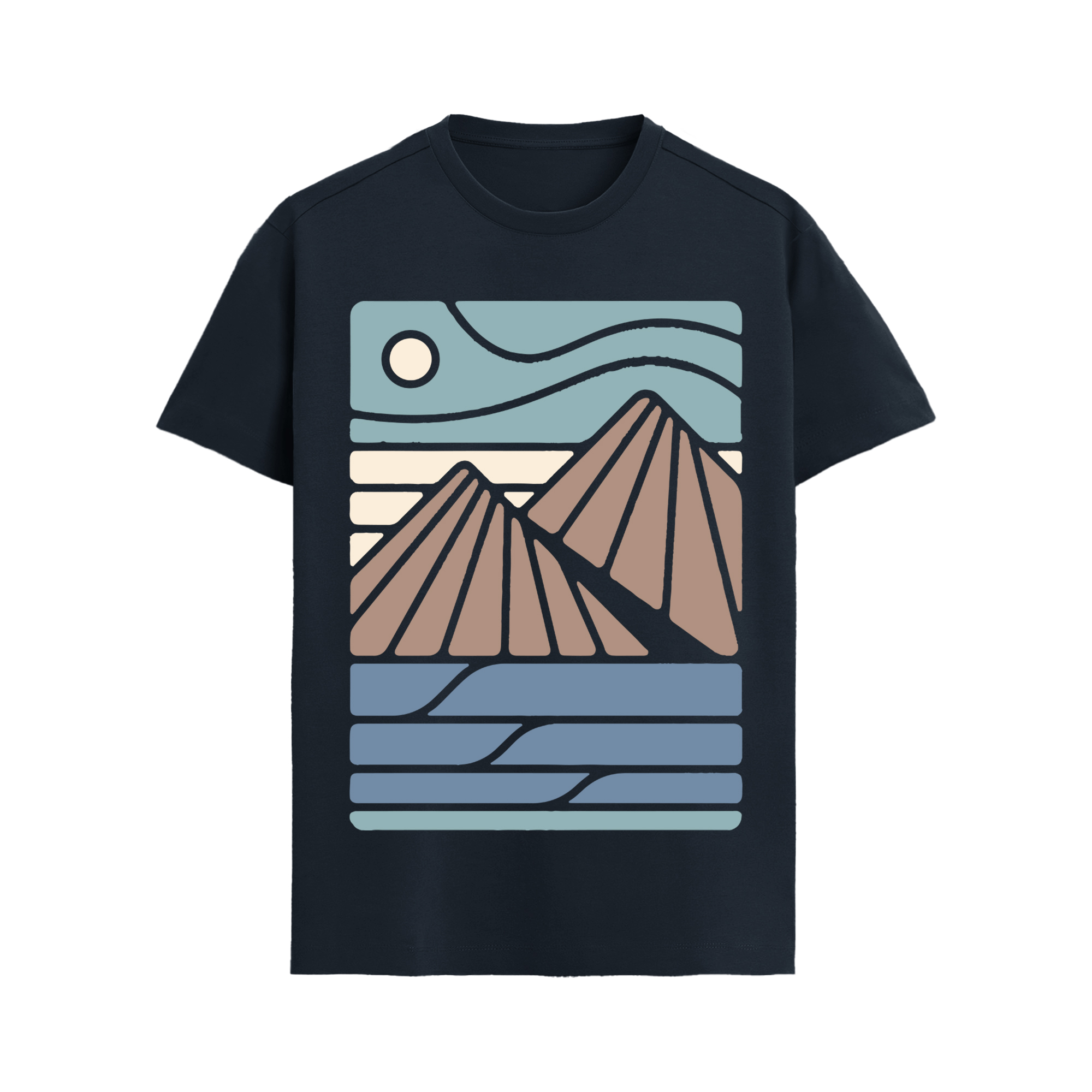 Layered Peaks – Modern Mountain Graphic T-Shirt