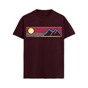 Sunset Stripes – Minimal Mountain Graphic T-Shirt